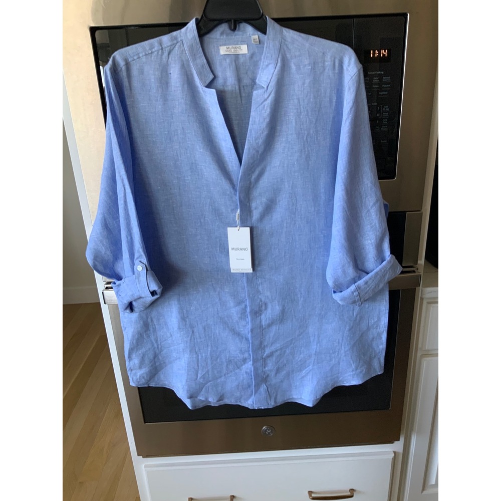New Murano Baird McNutt linen button up shirt XLT notched‎ v-neck